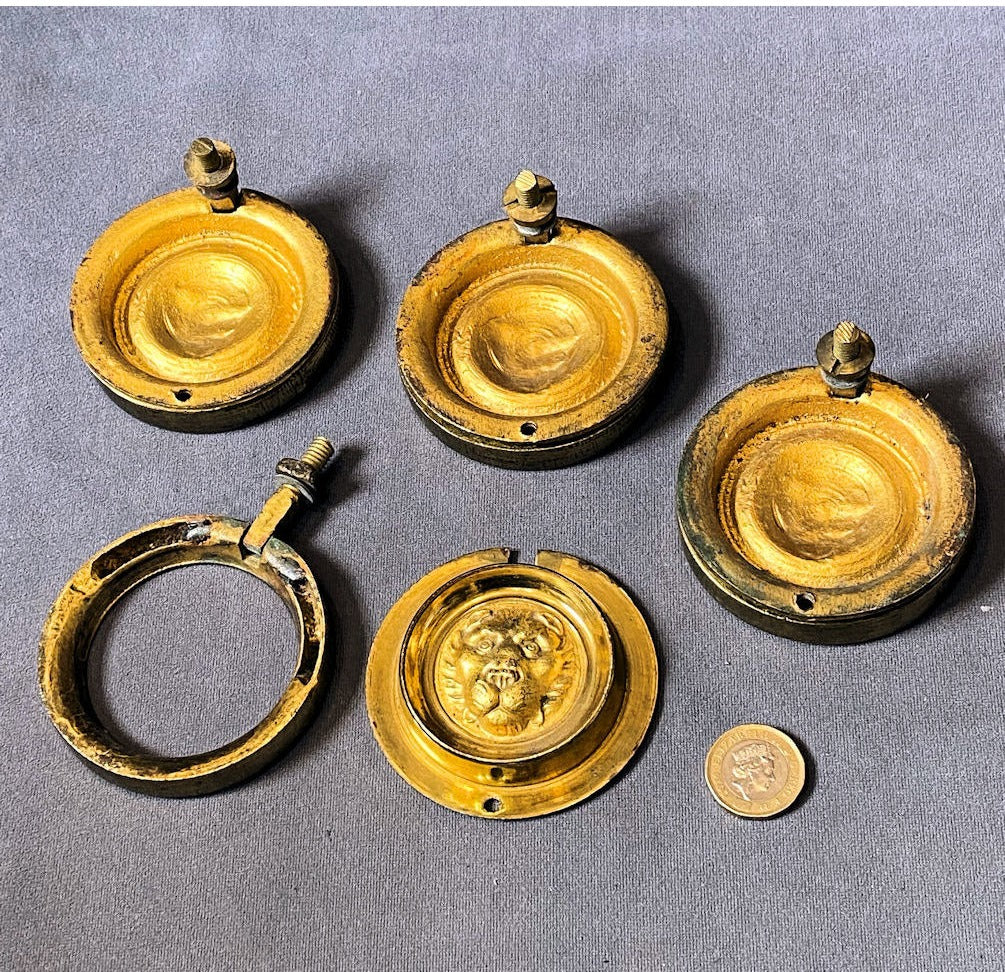 Pair of Period Brass Chest of Drawers Ring Handles, 2 pairs available — view 2
