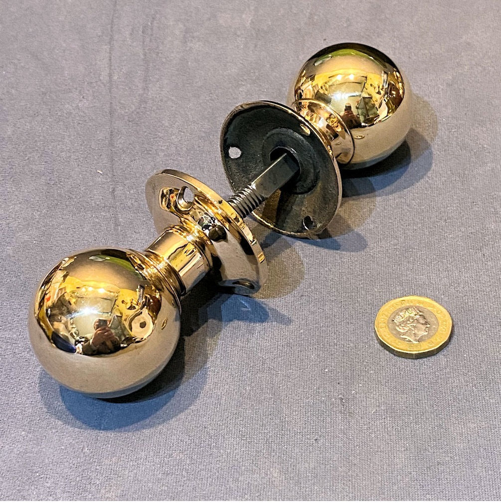 Pair of Pink Brass Door Handles, 3 pairs available — Brass, 1920's
