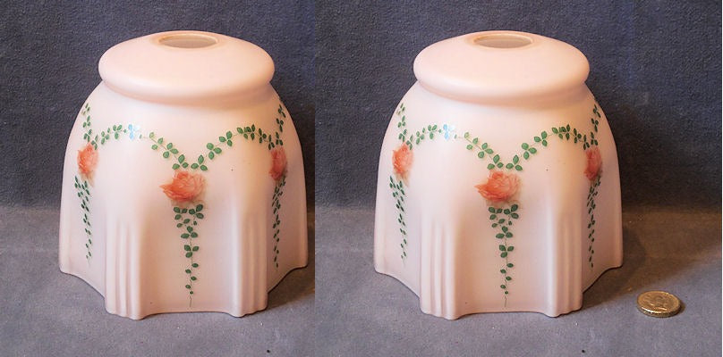 Pair of Pink Overlaid Glass Lamp Shade — Glass, 1920's