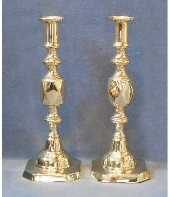 Pair of Queen of Diamonds Brass Candlesticks — view 2