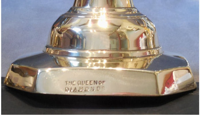 Pair of Queen of Diamonds Brass Candlesticks — view 3