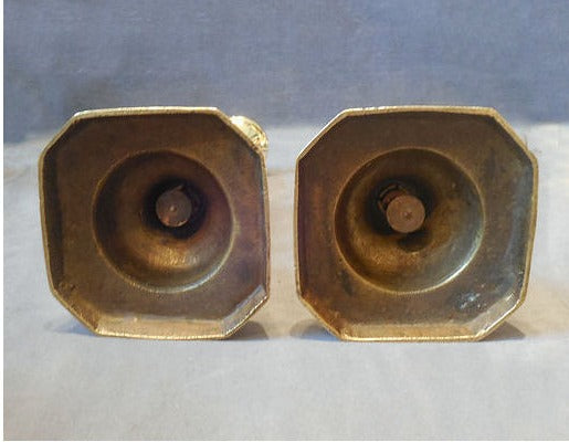 Pair of Queen of Diamonds Brass Candlesticks — view 4