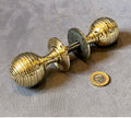 Pair of Ribbed Brass Door Handles — Brass, mid 19th century