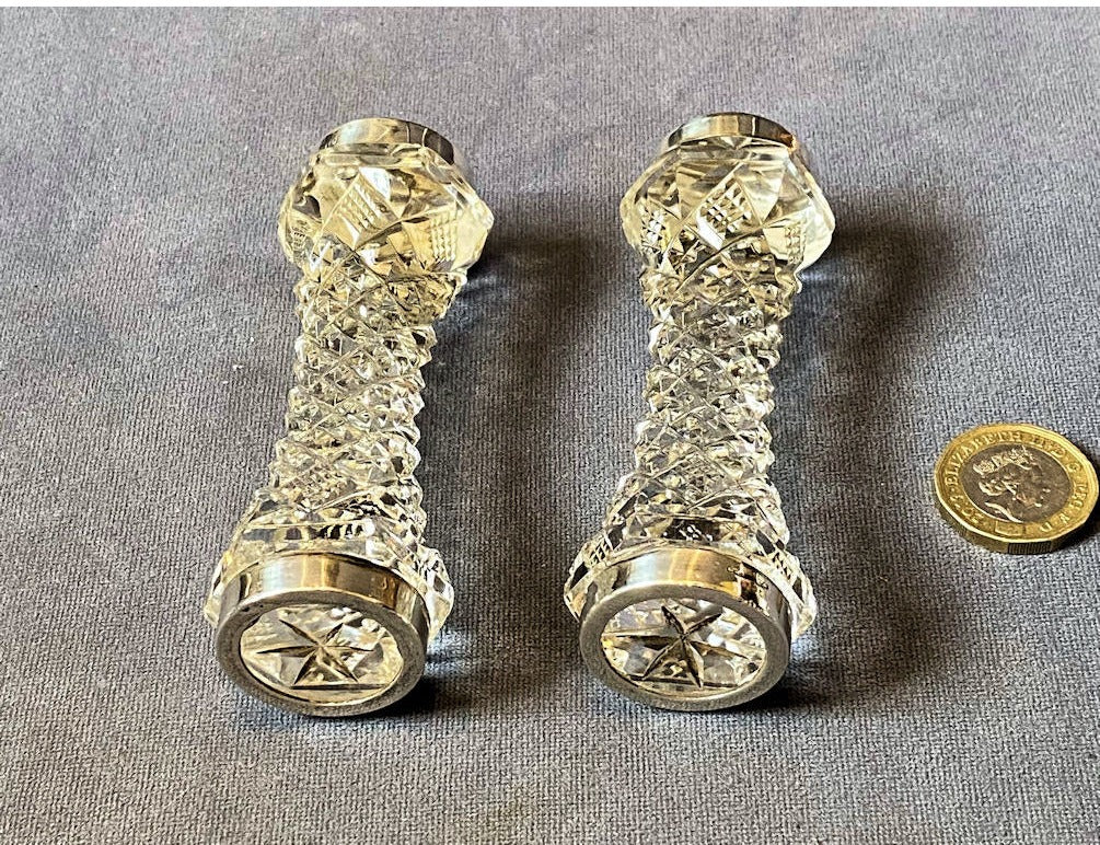 Pair of Silver Mounted Cut Glass Knife & Fork Rests — view 2