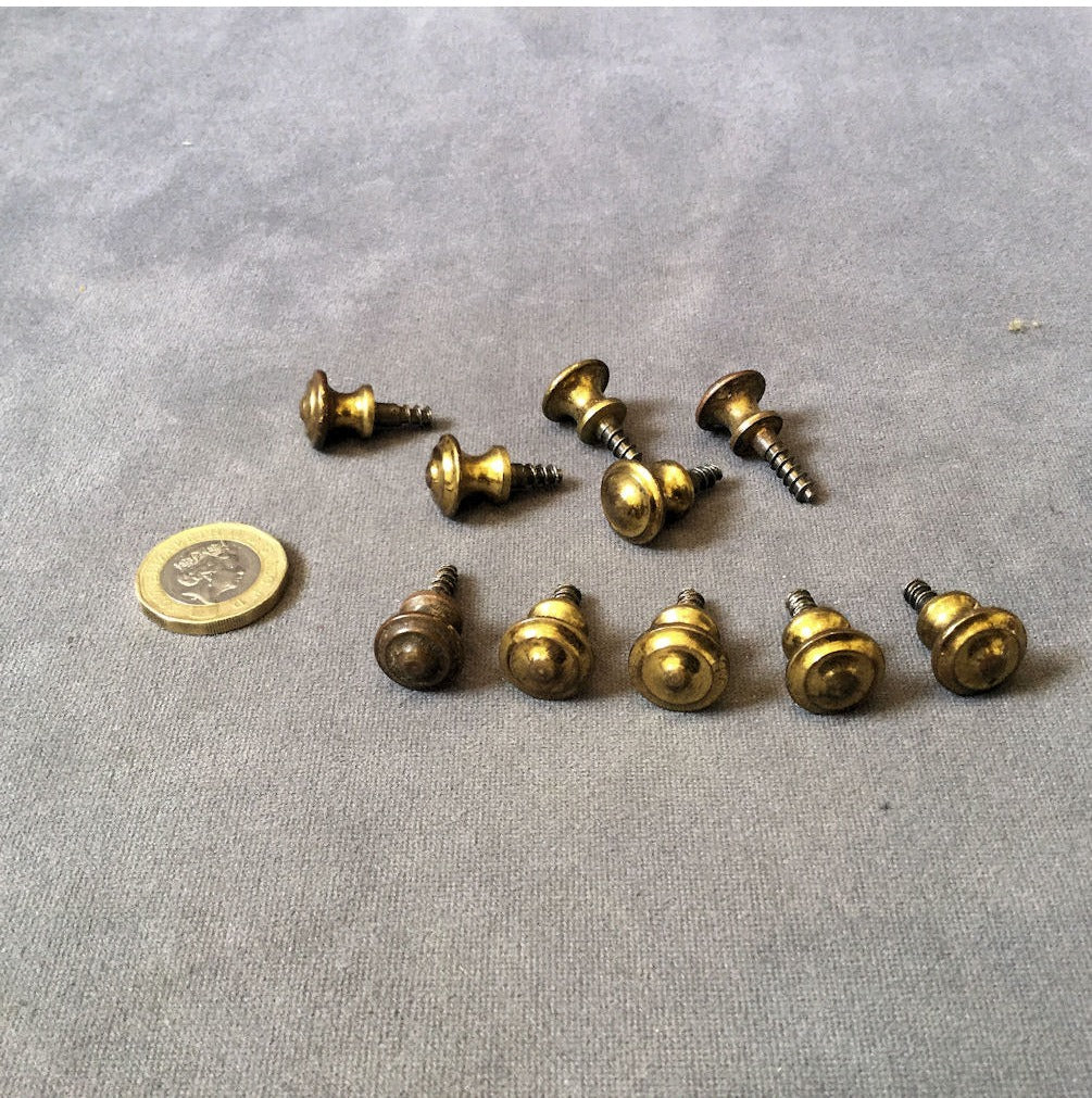 Pair of Small Brass Cupboard Knobs, 4 pairs available — view 2
