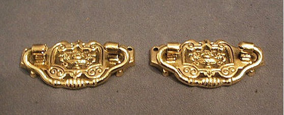 Pair of Small Brass Drawer Handles — Brass, 1904