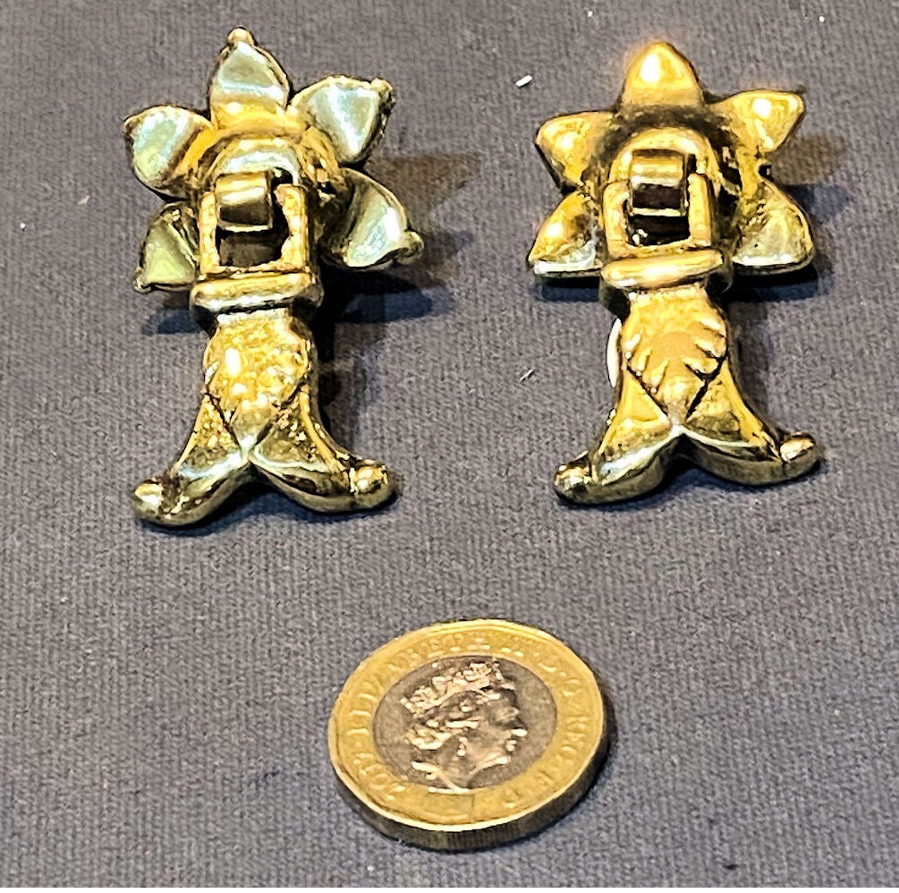 Pair of Small Brass Drop Handles — Brass, 1920's