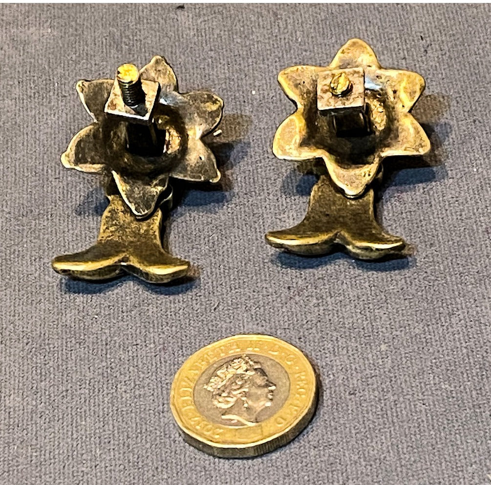 Pair of Small Brass Drop Handles — view 2