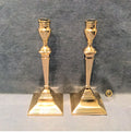 Pair of Square Brass Candlesticks — Brass, early 19th century