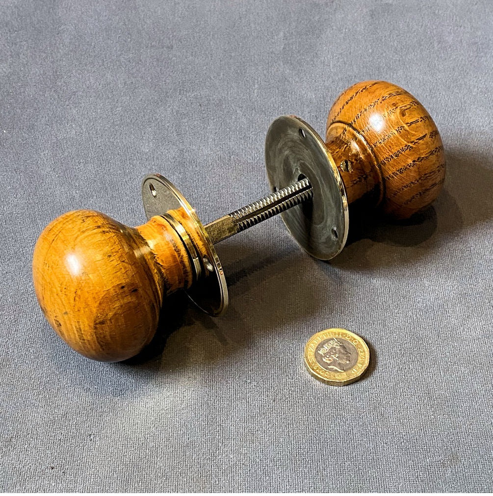 Pair of Stained Beech Door Handles — Beech, 1920's