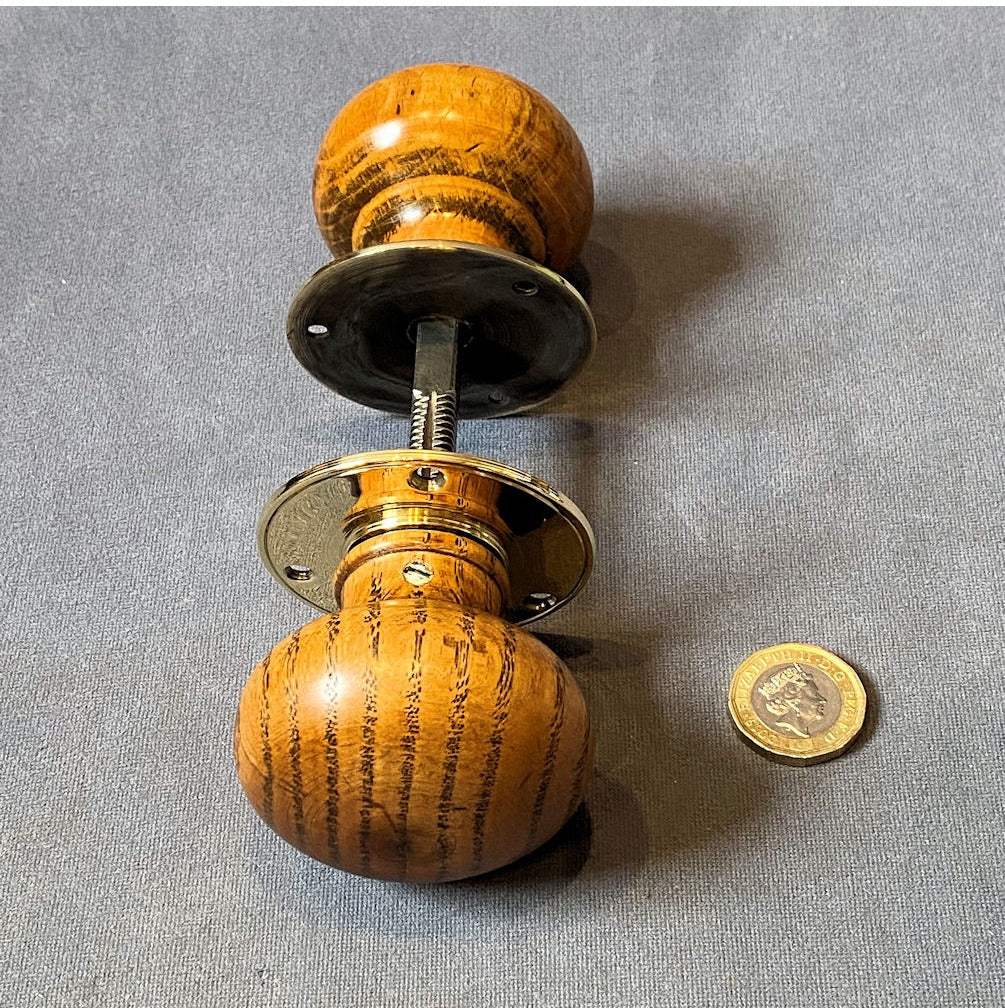 Pair of Stained Beech Door Handles — view 2