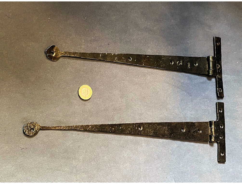 Pair of 'T' Wrought Iron Door Hinges — view 2
