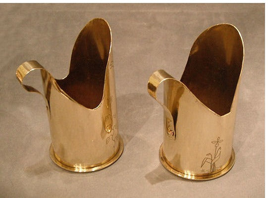 Pair of Trench Art Brass Jugs — view 4