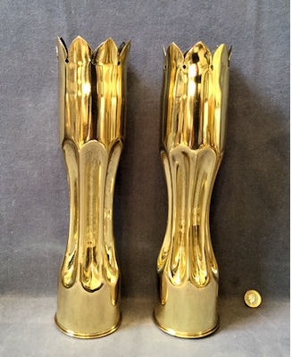 Pair of Trench Art Brass Shell Cases — Brass