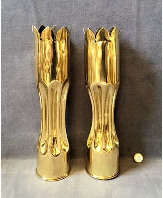 Pair of Trench Art Brass Shell Cases — view 2