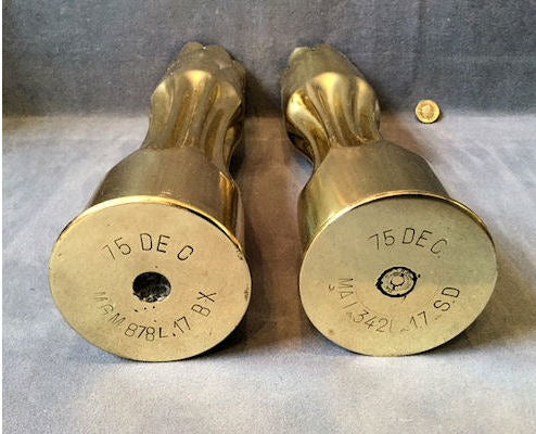Pair of Trench Art Brass Shell Cases — view 3