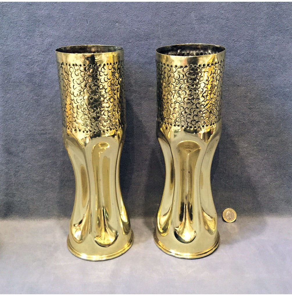 Pair of Trench Art Brass Shell Cases — view 2