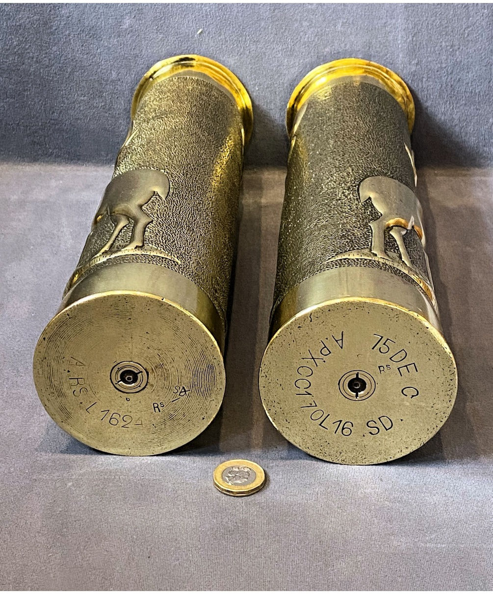 Pair of Trench Art Brass Shell Cases — view 5