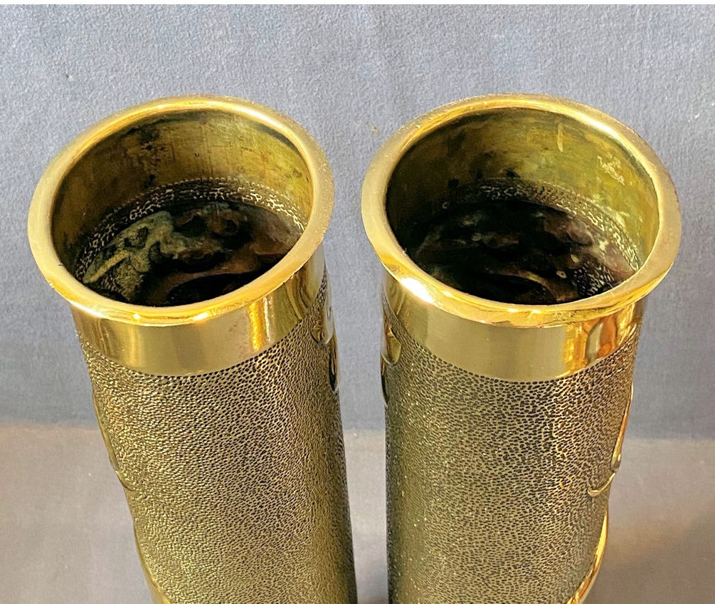 Pair of Trench Art Brass Shell Cases — view 6
