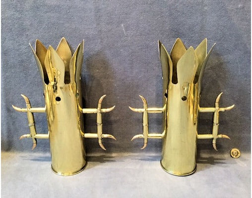 Pair of Trench Art Decorated Brass Shell Cases — view 2