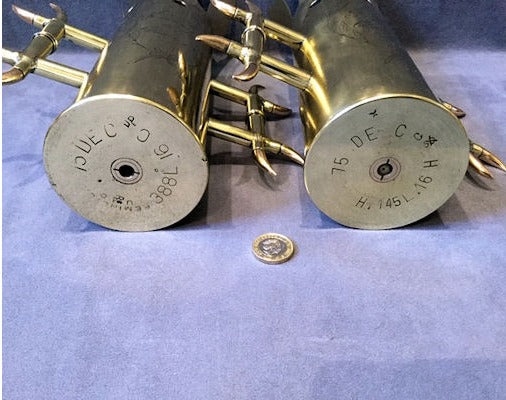 Pair of Trench Art Decorated Brass Shell Cases — view 3