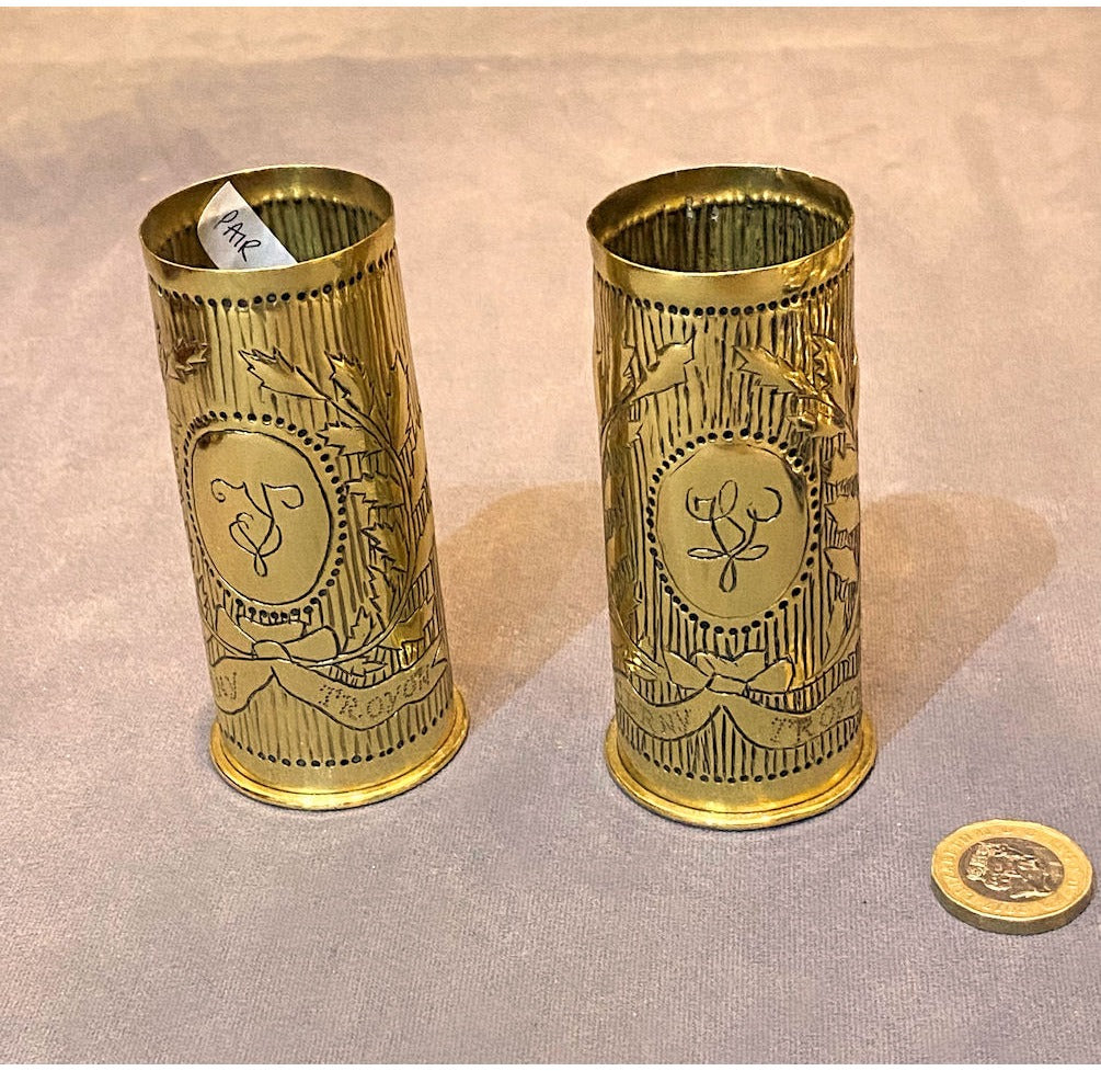 Pair of Trench Art Shellcases — view 2