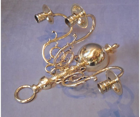 Pair of Triple Branch Brass Candle Wall Lights — view 2
