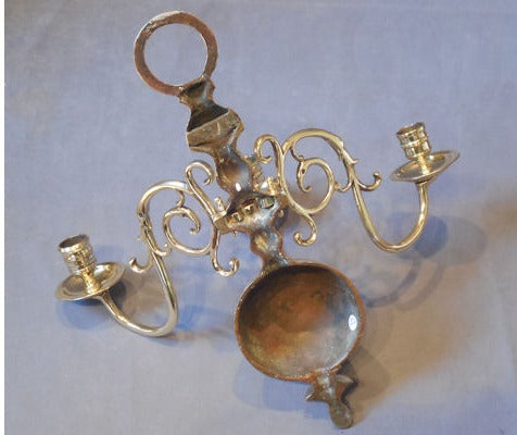 Pair of Triple Branch Brass Candle Wall Lights — view 3