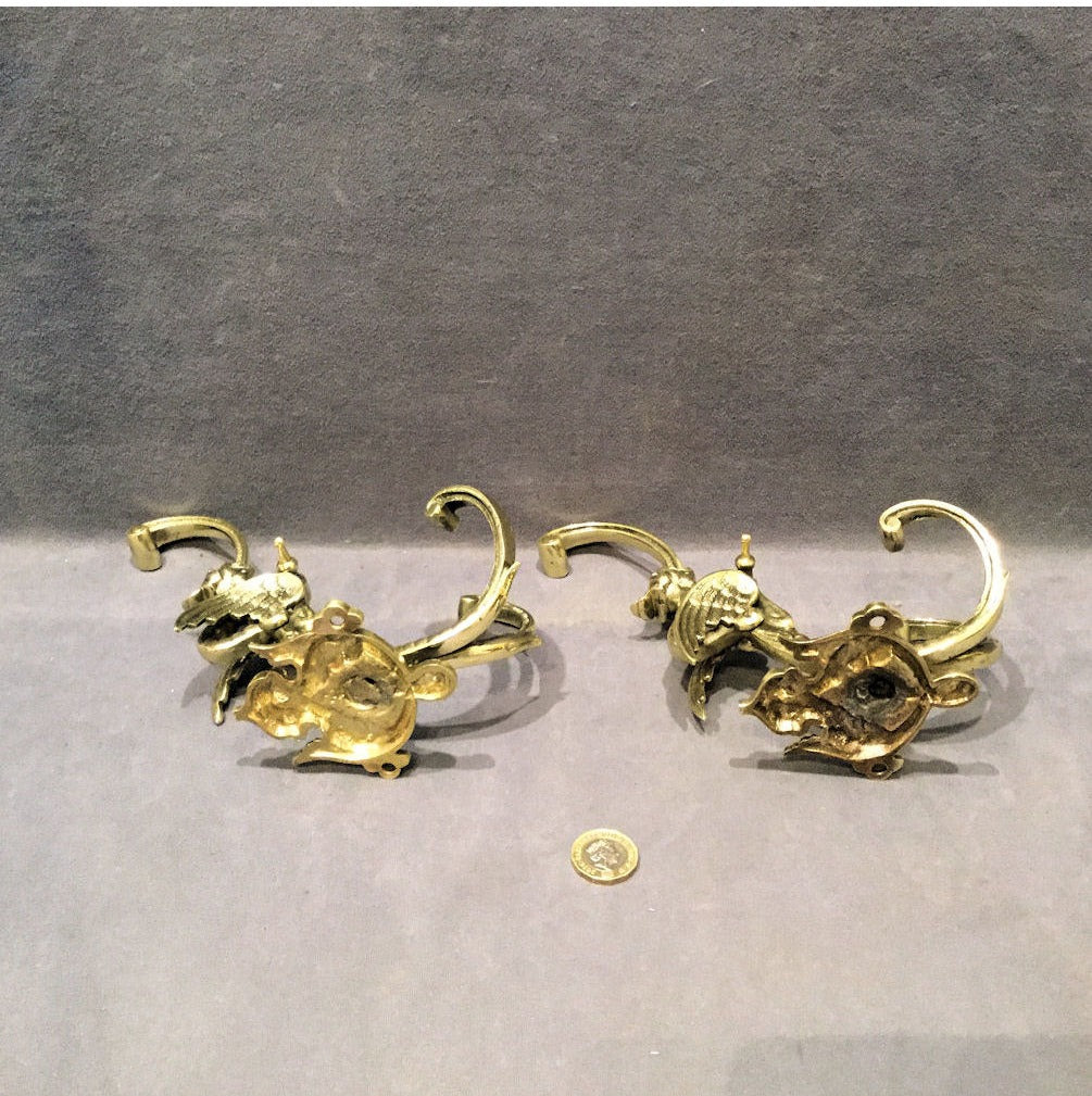 Pair of Triple Brass Hat and Coat Hooks — view 5