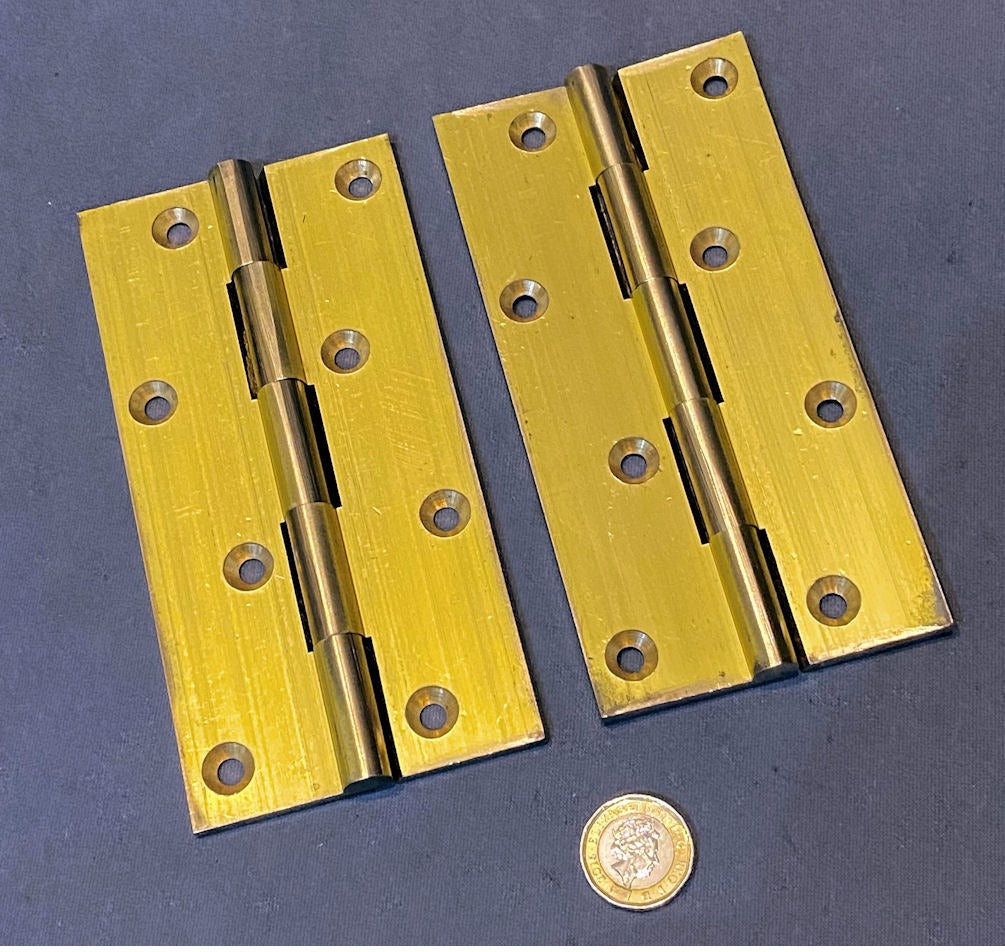 Pair of Unused 6" Brass Door Hinges — Brass