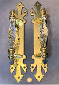 Pair of Very Large Glass & Brass Door Pulls — Glass, late 19th century