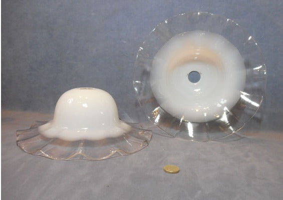 Pair of White and Clear Glass Lamp Shades — view 2