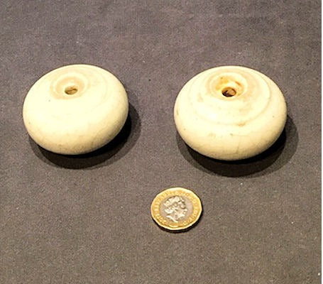 Pair of White Ceramic Overmantel Feet — Ceramic, late 19th century