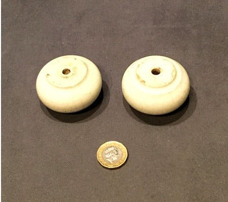 Pair of White Ceramic Overmantel Feet — view 2