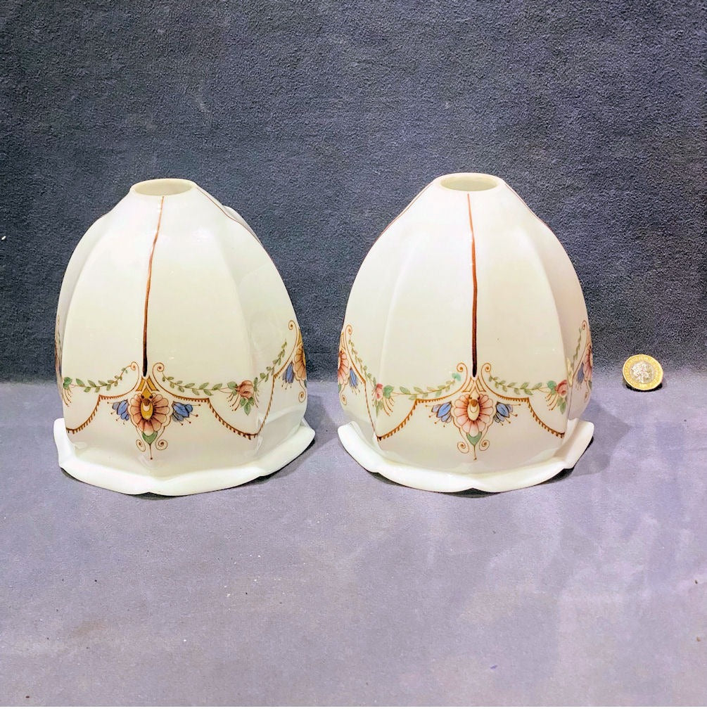 Pair of White Glass Lamp Shades — Glass, 1920's