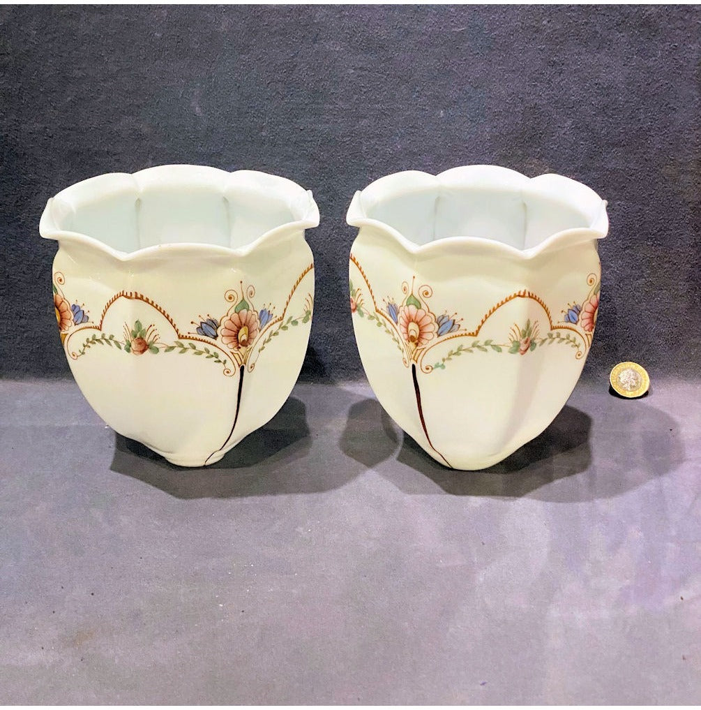 Pair of White Glass Lamp Shades — view 2