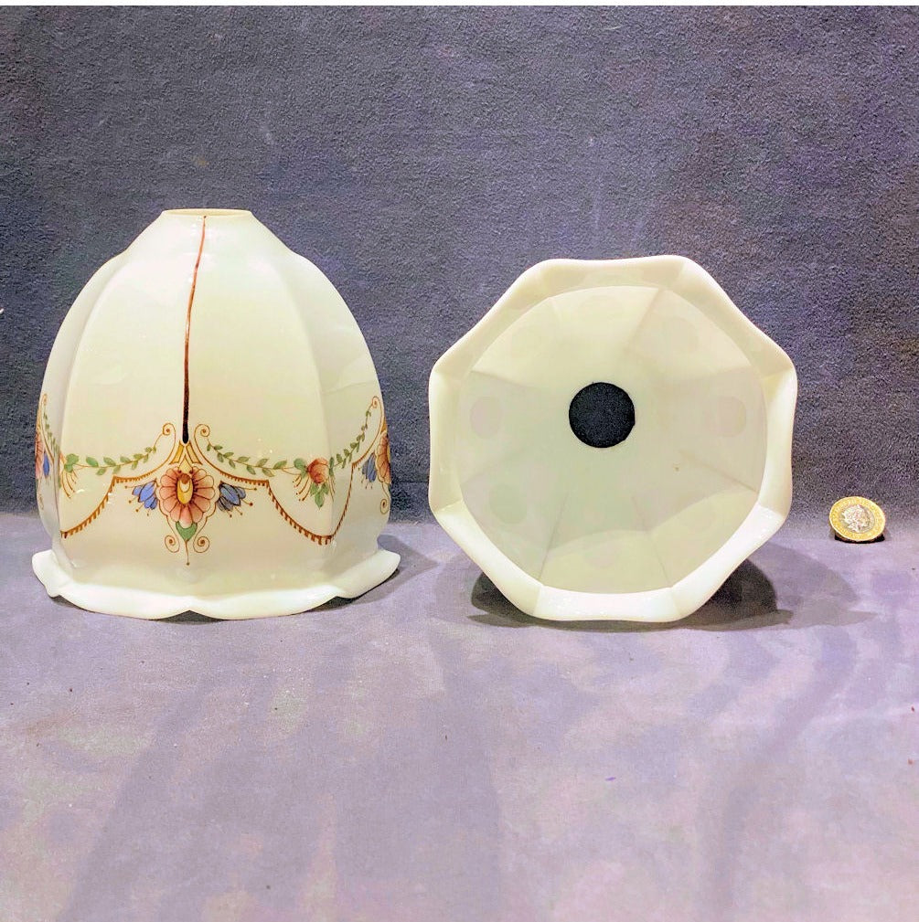 Pair of White Glass Lamp Shades — view 3