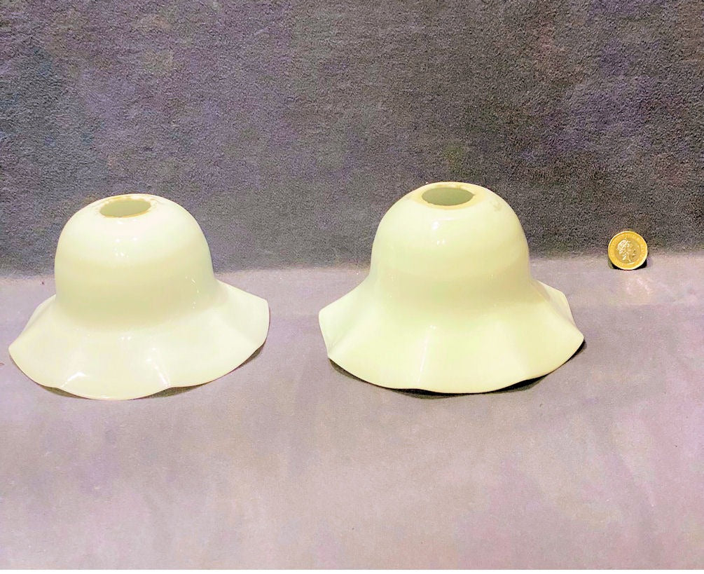 Pair of White Glass Lamp Shades — Glass, 1920's