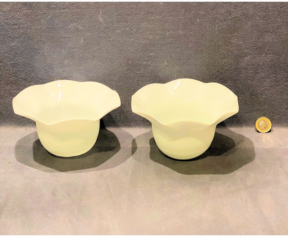 Pair of White Glass Lamp Shades — view 2