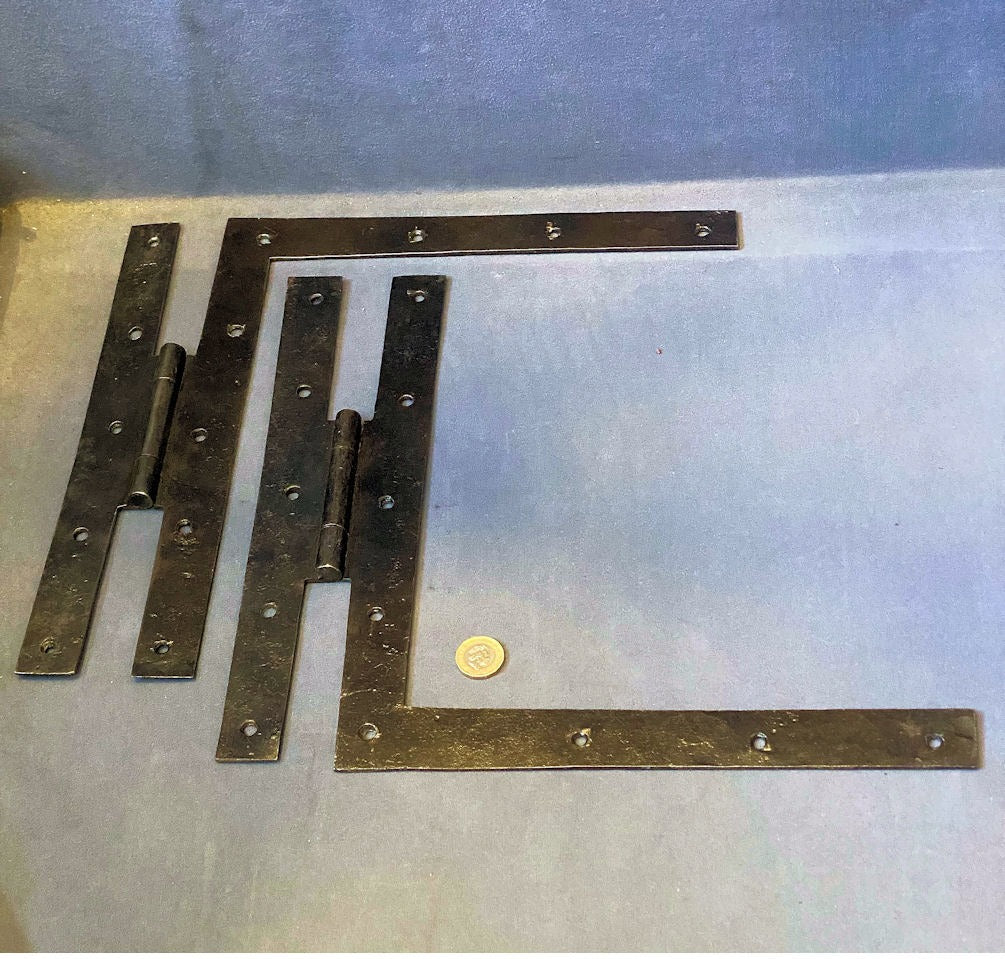 Pair of Wrought Iron Door Hinges — Wrought iron, late 19th century