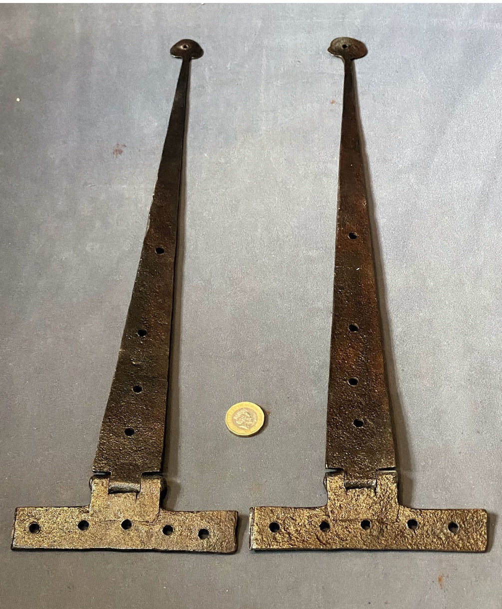 Pair of Wrought Iron T Door Hinges — view 3
