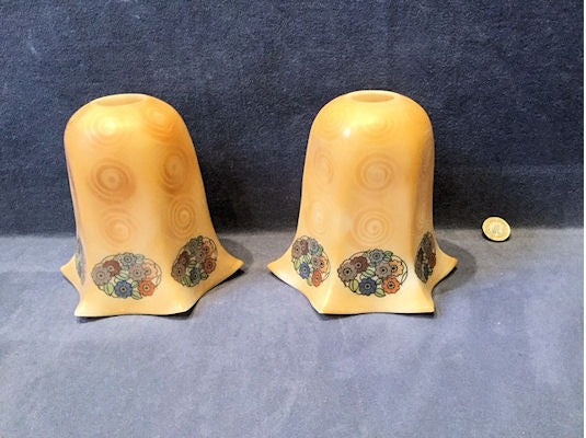 Pair of Yellow Glass Lamp Shades — Glass, 1930's