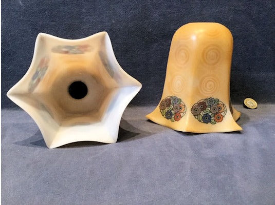 Pair of Yellow Glass Lamp Shades — view 2