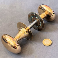 Pair Pink Brass Oval Door Handles — Brass, 1920's
