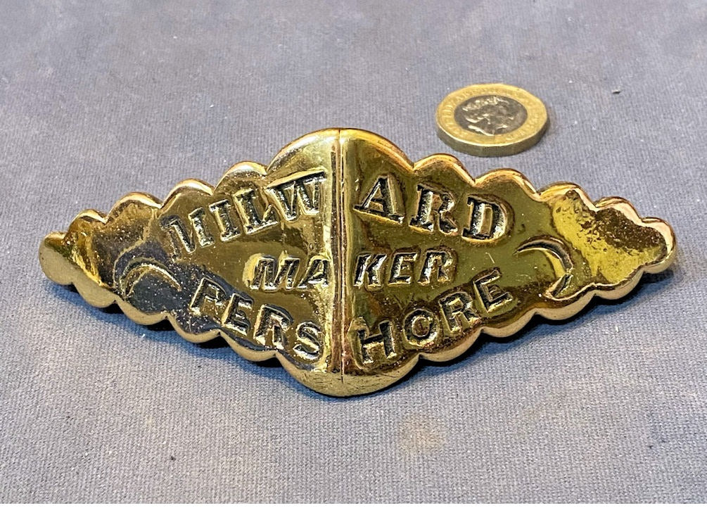 Pershore Saddler's Brass Name Plate — Brass, late 19th century