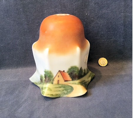 Pictorial Glass Electric Light Shade — Glass, 1920's