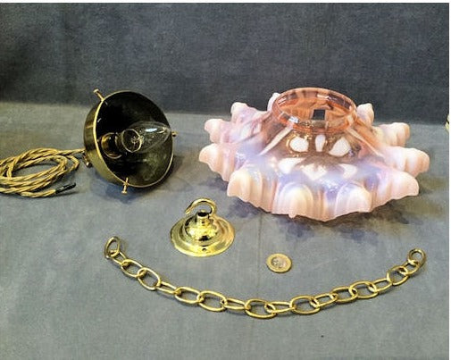 Pink and Opaline Glass Light Fitting — view 3