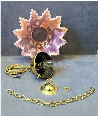 Pink and Opaline Glass Light Fitting — view 4