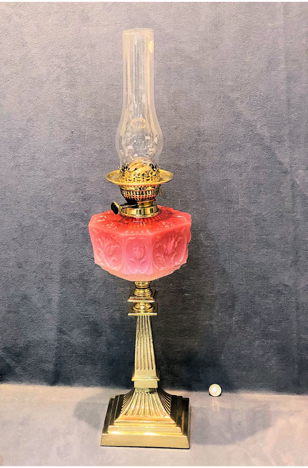 Pink Glass Oil Side Lamp — view 2