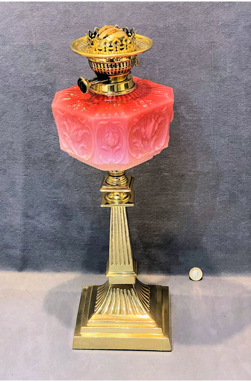 Pink Glass Oil Side Lamp — view 3